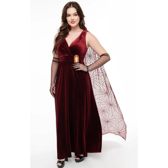 Disney Hocus Pocus Unique Vintage Velvet Spiderweb Cape Gown 3X 20 NWOT - Picture 1 of 5